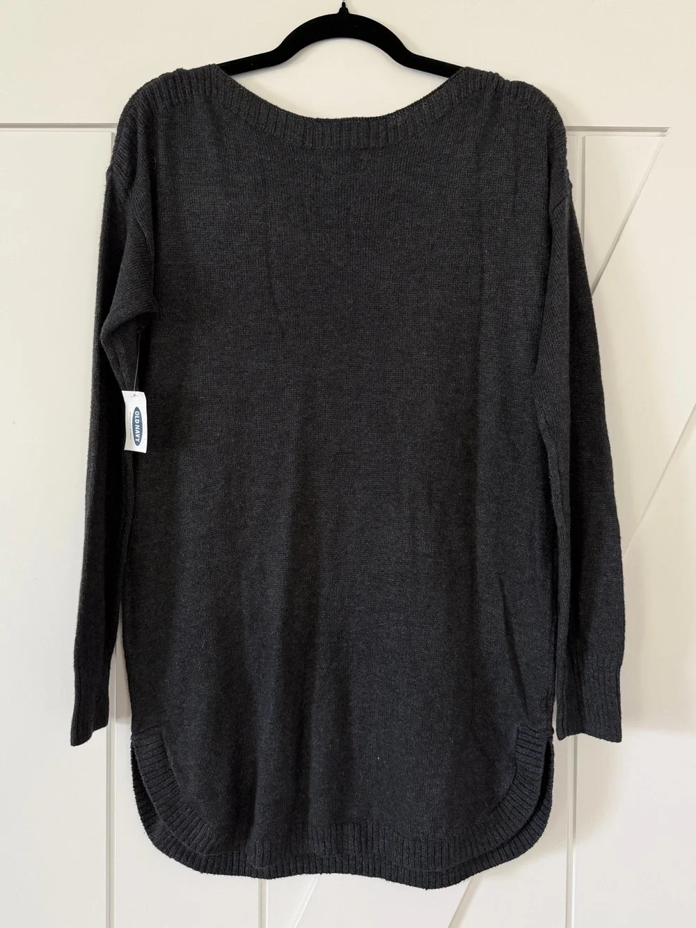 Old Navy Charcoal Gray Knit Boat Neck Pullover Tunic Sweater